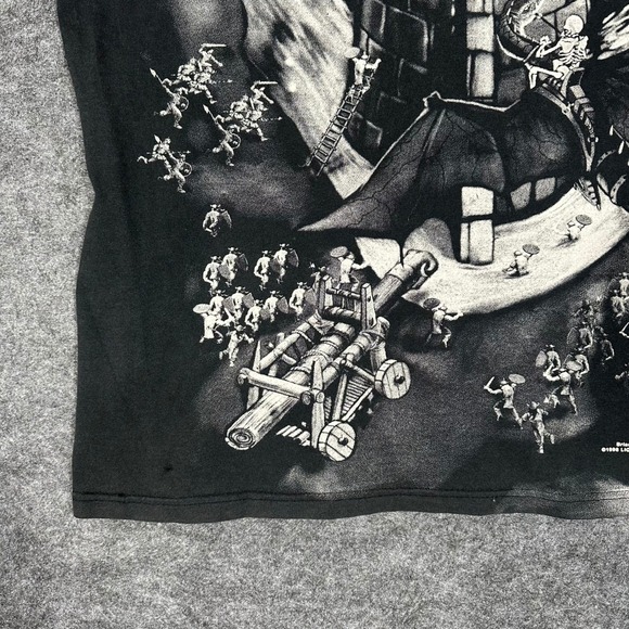 Rare Vintage 90s Liquid Blue Fantasy Dragon Knight AOP T Shirt Mens XL - Picture 8 of 16